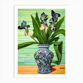 Flowers In A Vase Still Life Painting Iris 3 Art Print