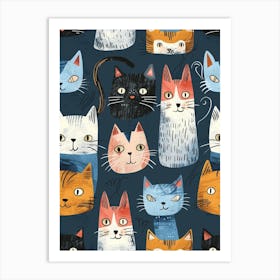 Repeatable Artwork With Cute Cat Faces 16 Art Print