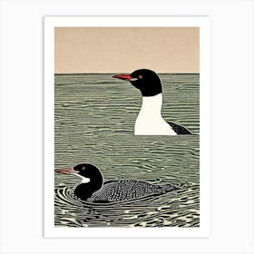 Loon Linocut Bird Art Print