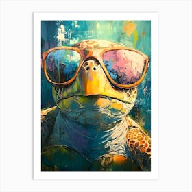 Sea Turtle In Sunglasses 4 Art Print