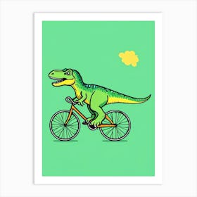 Dinosaur Riding A Bike 1 Art Print