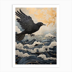 Raven 2 Gold Detail Painting Art Print