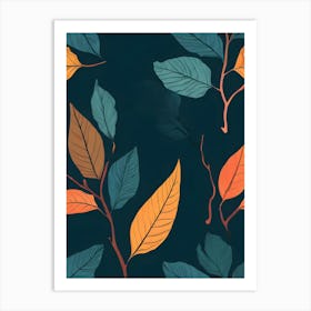 Autumn Leaves Seamless Pattern 9 Art Print