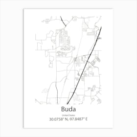 Buda,United States Minimalist Map Art Print