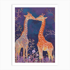 Lilac Giraffe Watercolour Style Illustration 9 Art Print
