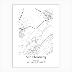 Schellenberg,Liechtenstein Minimalist Map Art Print