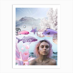 Mermaid's World Collage Art Print