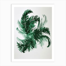 Green Ink Painting Of A Ribbon Fern 2 Art Print