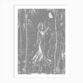 Couple Dancing At Night Art Print