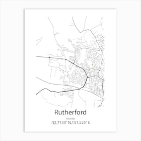 Rutherford,Australia Minimalist Map Art Print