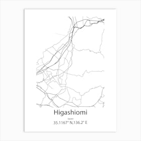 Higashiomi,Japan Minimalist Map Art Print