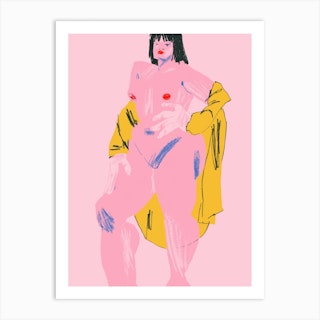 Pink & Yellow Nude Art Print