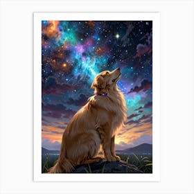 Golden Retriever Stargazing 1 Art Print