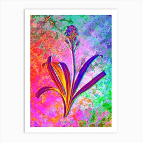 Spanish Bluebell Botanical in Acid Neon Pink Green and Blue n.0157 Art Print
