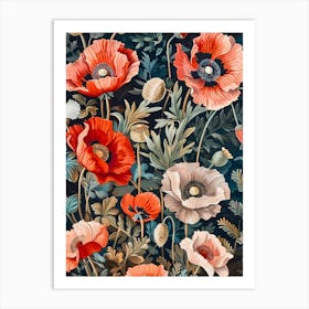 Poppies Inspired By William Morris 6 Art Print