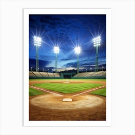 Baseball Stadium At Night Art Print