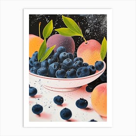 Art Deco Blueberries & Fruit Art Print