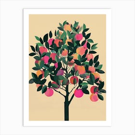 Apple Tree Colourful Illustration 1 Art Print