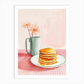 Pink Breakfast Food Pancakes 3 Art Print