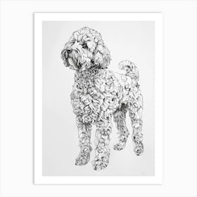 Labradoodle Dog Line Sketch 2 Art Print