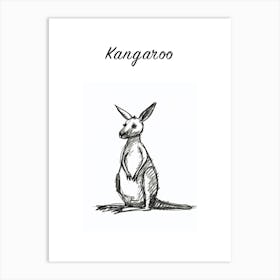 B&W Kangaroo Poster Art Print