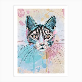 Whiskered Whispers - Watercolor Cat Portrait Art Print