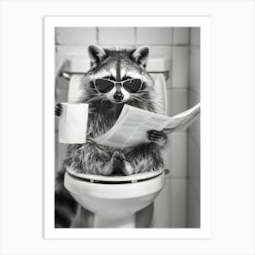 Raccoon Reading Newspaper Art Print