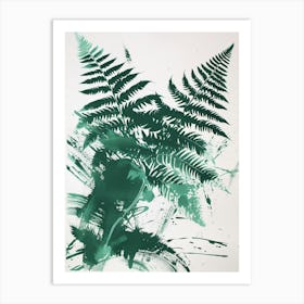Green Ink Painting Of A Giant Chain Fern 2 Art Print