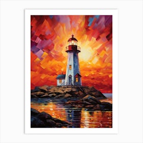 Lighthouse At Sunset 9 Art Print