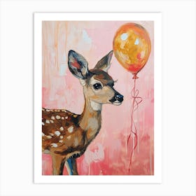 Cute Deer 1 With Balloon Art Print