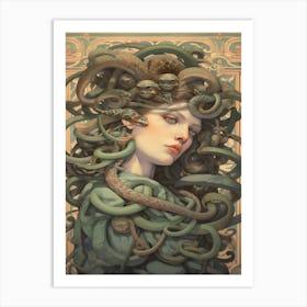 Medusa Art Nouveau 2 Art Print