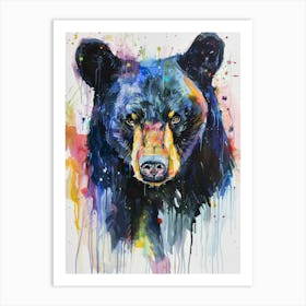 Black Bear Colourful Watercolour 3 Art Print