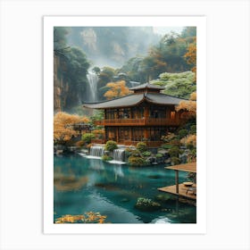 Asian House In Autumn Art Print