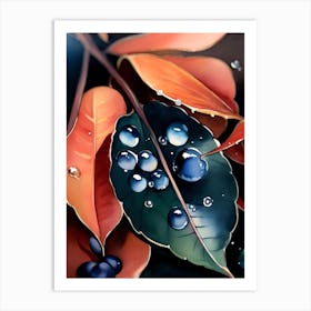 Autumn Leaves With Water Droplets Art Print