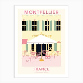 Montpellier, France, Flat Pastels Tones Illustration 2 Poster Art Print