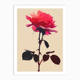 English Roses Painting Rose Silhouette 4 Art Print