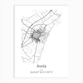 Avola,Italy Minimalist Map Art Print