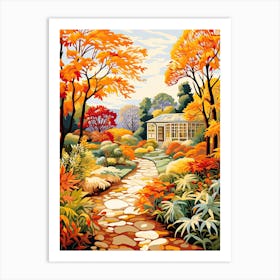 New York Botanical Garden, Usa In Autumn Fall Illustration 1 Art Print