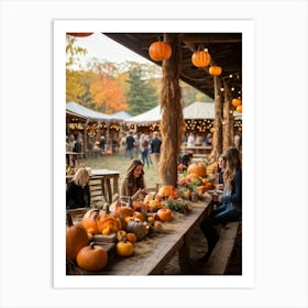 An Old Style Fall Fair Set Amid The Heart Of A Golden Hued Forest The Venue Is Bedecked With Lively (4) Art Print