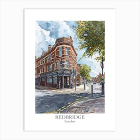 Redbridge London Borough   Street Watercolour 2 Poster Art Print