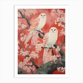 Vintage Japanese Inspired Bird Print Barn Owl 1 Art Print