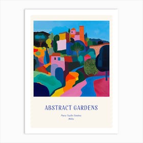 Colourful Gardens Powis Castle Gardens Wales 2 Blue Poster Art Print