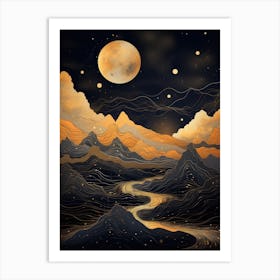 Moonlight In The Mountains 4 Art Print