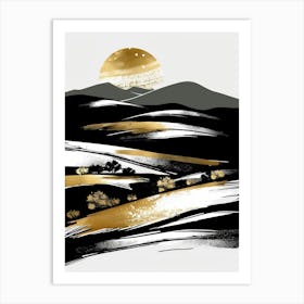 Gold And Black Landscape 2 Art Print