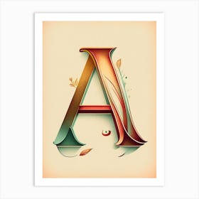 A, Letter, Alphabet Retro Drawing 3 Art Print