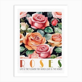 Roses Watercolor Painting Art Print