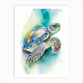 Hatching Sea Turtle, Sea Turtle Watercolour 1 Art Print