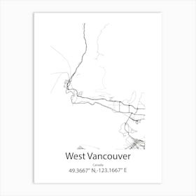 West Vancouver,Canada Minimalist Map Art Print