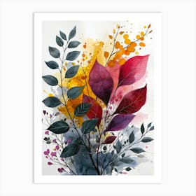 Autumn Leaves Watercolor Painting Art Print