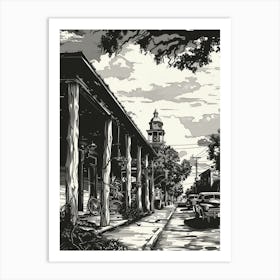 Duotone Illustration Sixth Street Austin Texas 3 Art Print